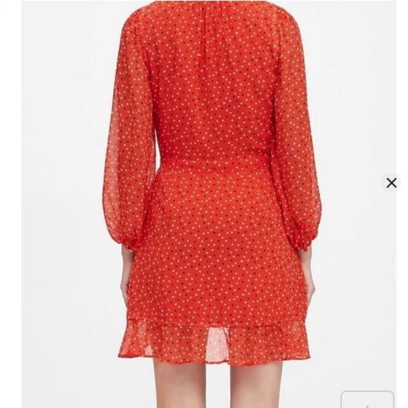 BANANA REPUBLIC | NEW Heart Print Red Wrap Style Mini Dress Women’s Size 2 - Picture 2 of 13